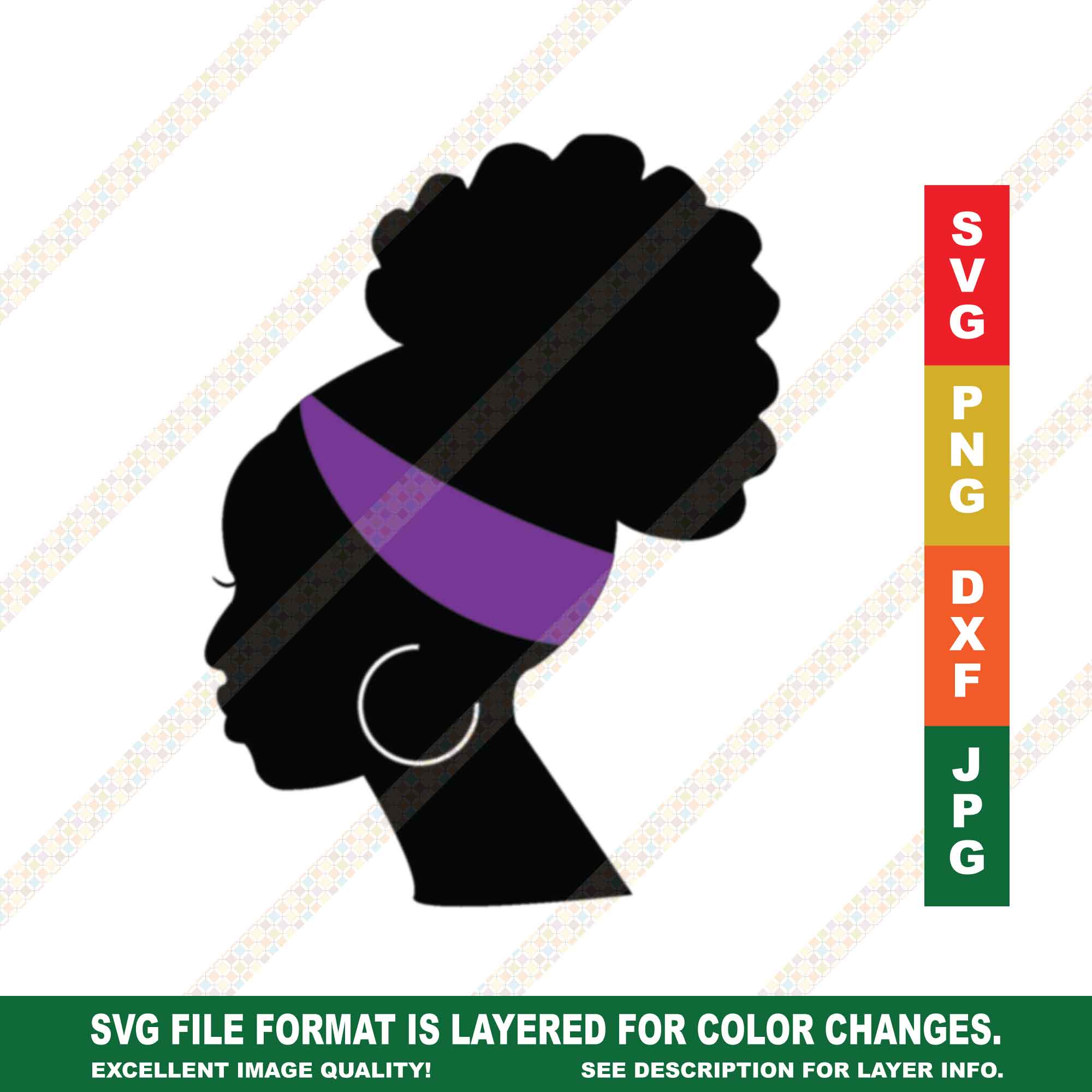 Silhouette of Black Woman SVG File