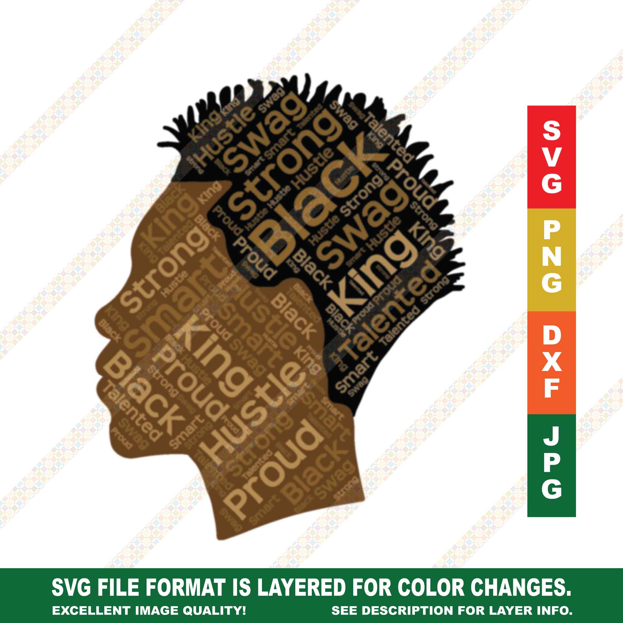 African American Man SVG Words in Afro