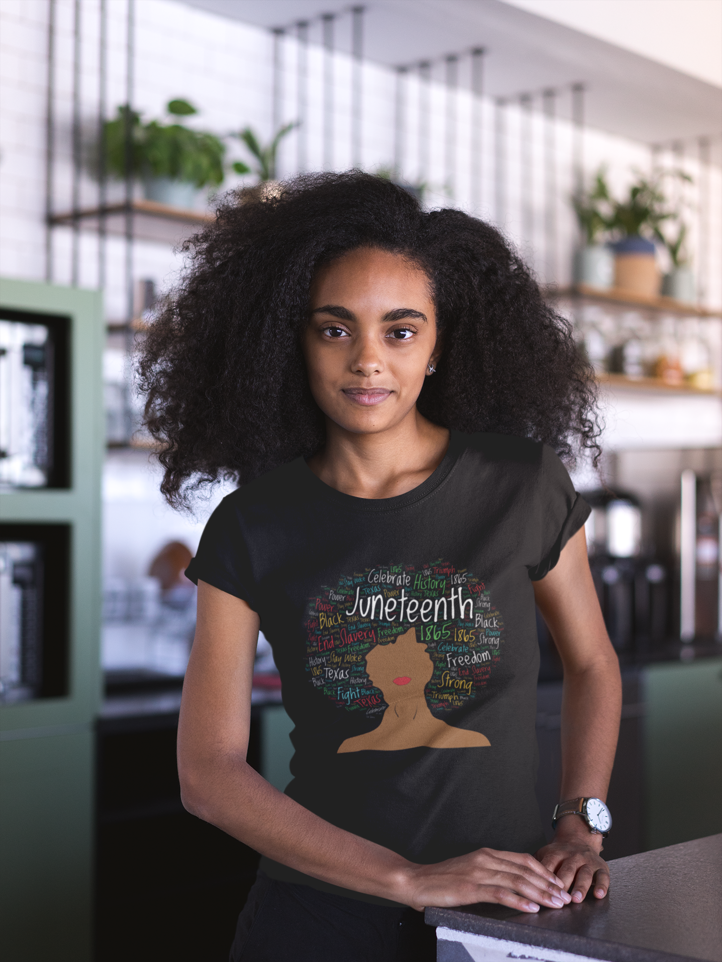 Juneteenth Words in Afro T-Shirt