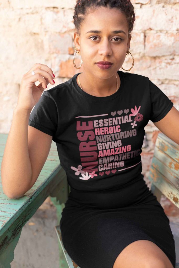 Nurse With Words in Afro Shirt / Apparel