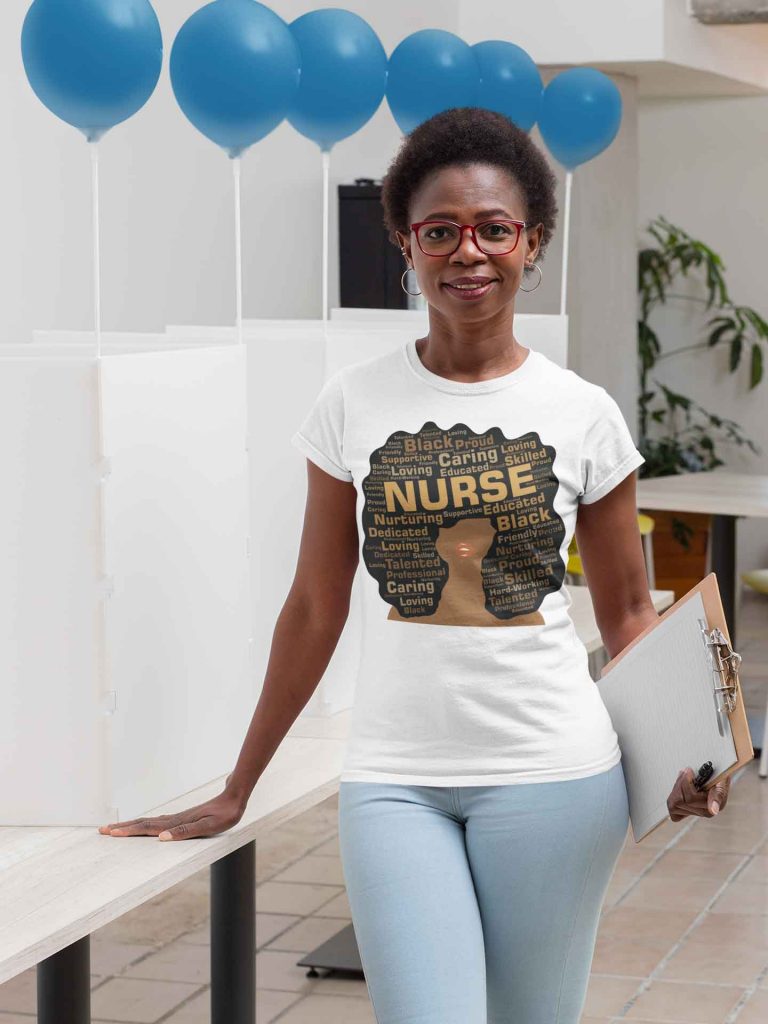 Nurse With Words in Afro Shirt / Apparel