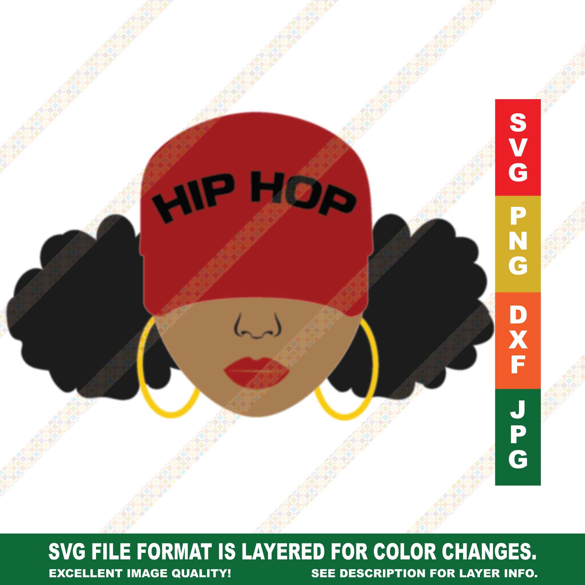 Hip Hop Afro Puffs Woman SVG