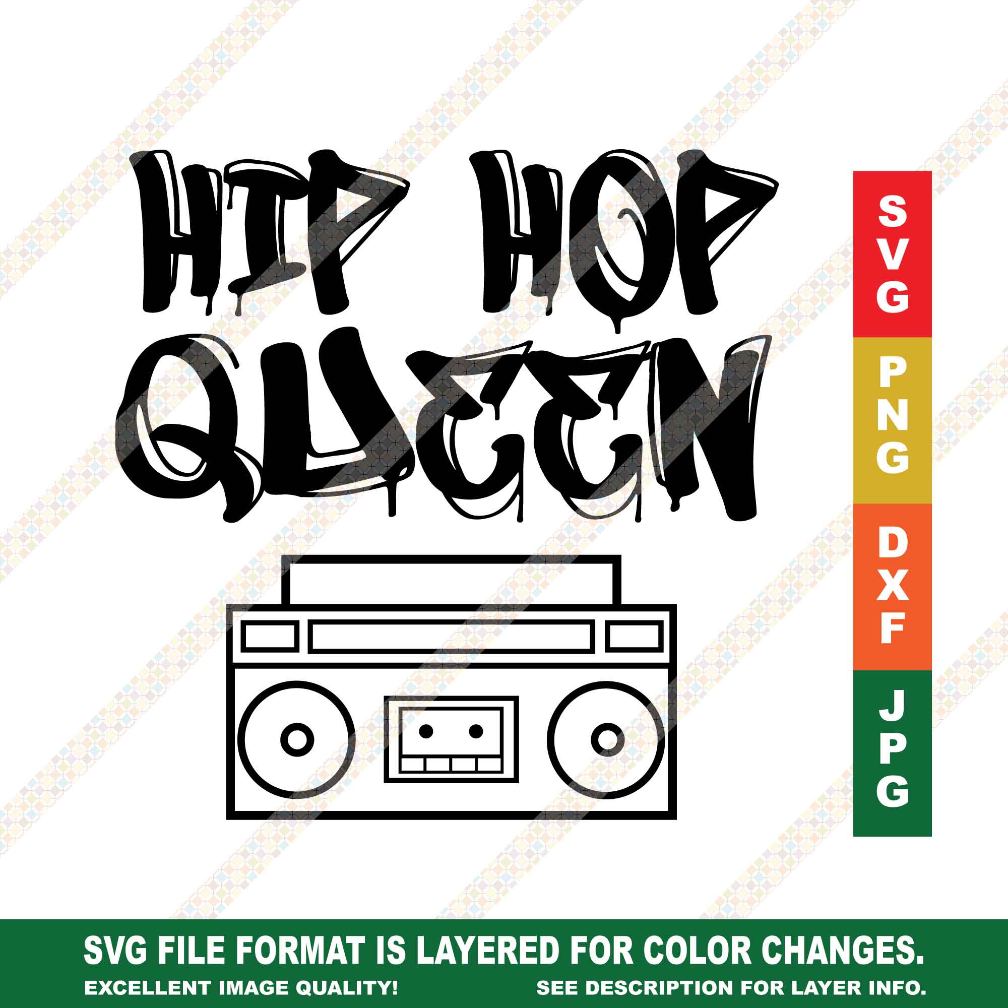 Hip Hop Queen Boombox SVG